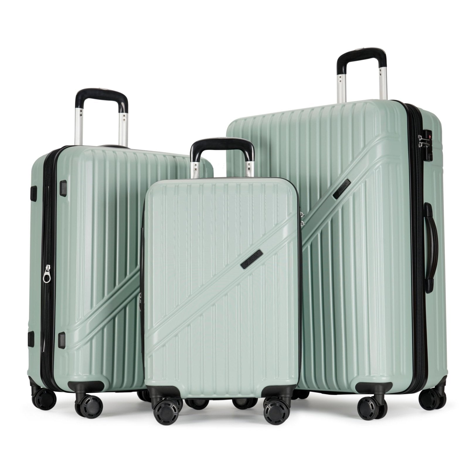 PRIMICIA GinzaTravel Luggage Sets 3-Piece Expandable Suitcases with Wheels PC+ABS Durable Hardside Luggage sets TSA lock (Light green, 3-Piece Set(20"/25"/29"))