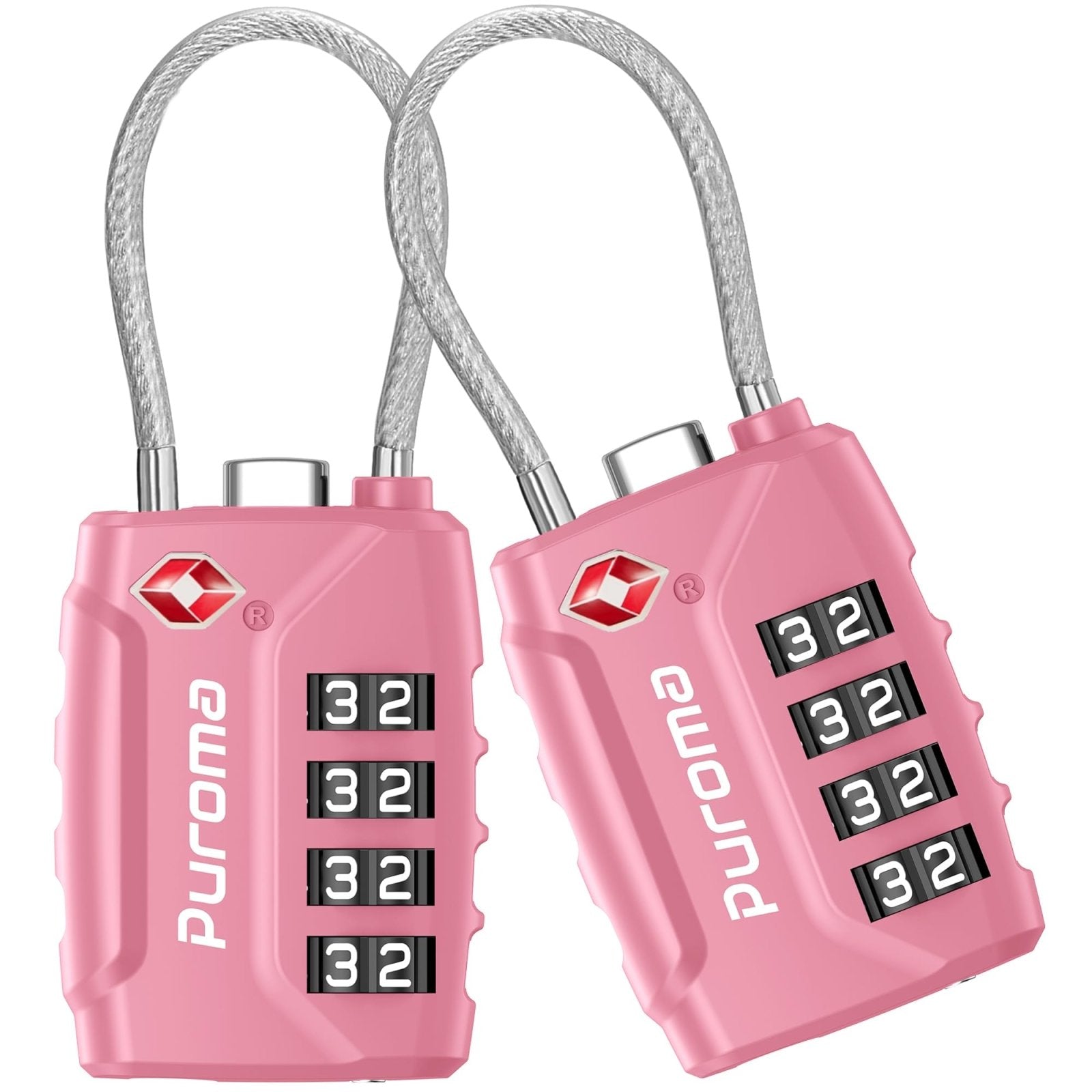 Puroma 2 Pack TSA Approved Luggage Locks, 4 Digit Combination Travel Locks Resettable Code Lock with Zinc Alloy Body for Suitcase, Toolbox, Backpack, Bag, Gym Locker (Basic Pink Rose)