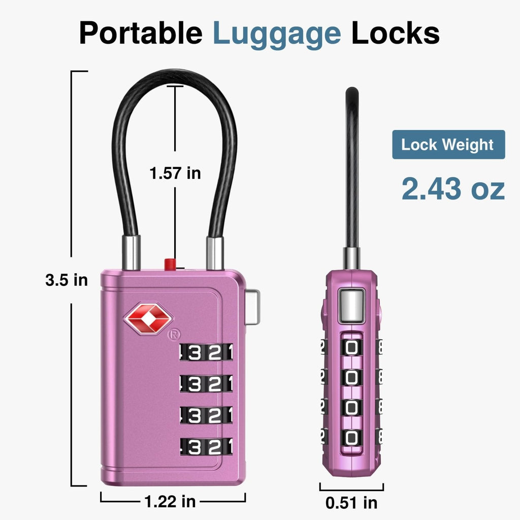 Puroma TSA Approved Luggage Travel Locks with Open Alert Indicator, 4 Digit Combination Resettable Code Zinc Alloy Lock for Suitcase, Backpack, Bag, Toolbox, Locker (2 Pack, Green)