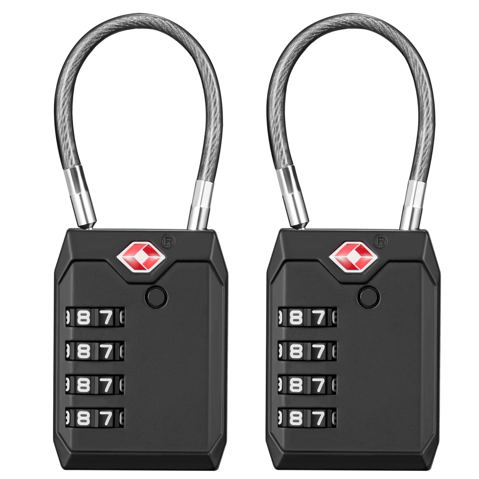 Puroma TSA Locks for Luggage, 2 Pack Luggage Locks TSA Approved 4-Digit Combination Cable Travel Lock Zinc Alloy for Suitcases, Bags, Toolboxes, Backpacks & Gym Lockers (Black)
