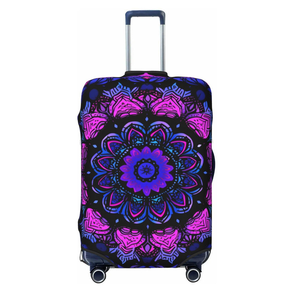 Purple Blue Mandala Tribal Element Suitcase Cover, Protector For Travel Double-Sided Graphic Print Elastic Luggage Cover (For 22-24 Inch Luggage)