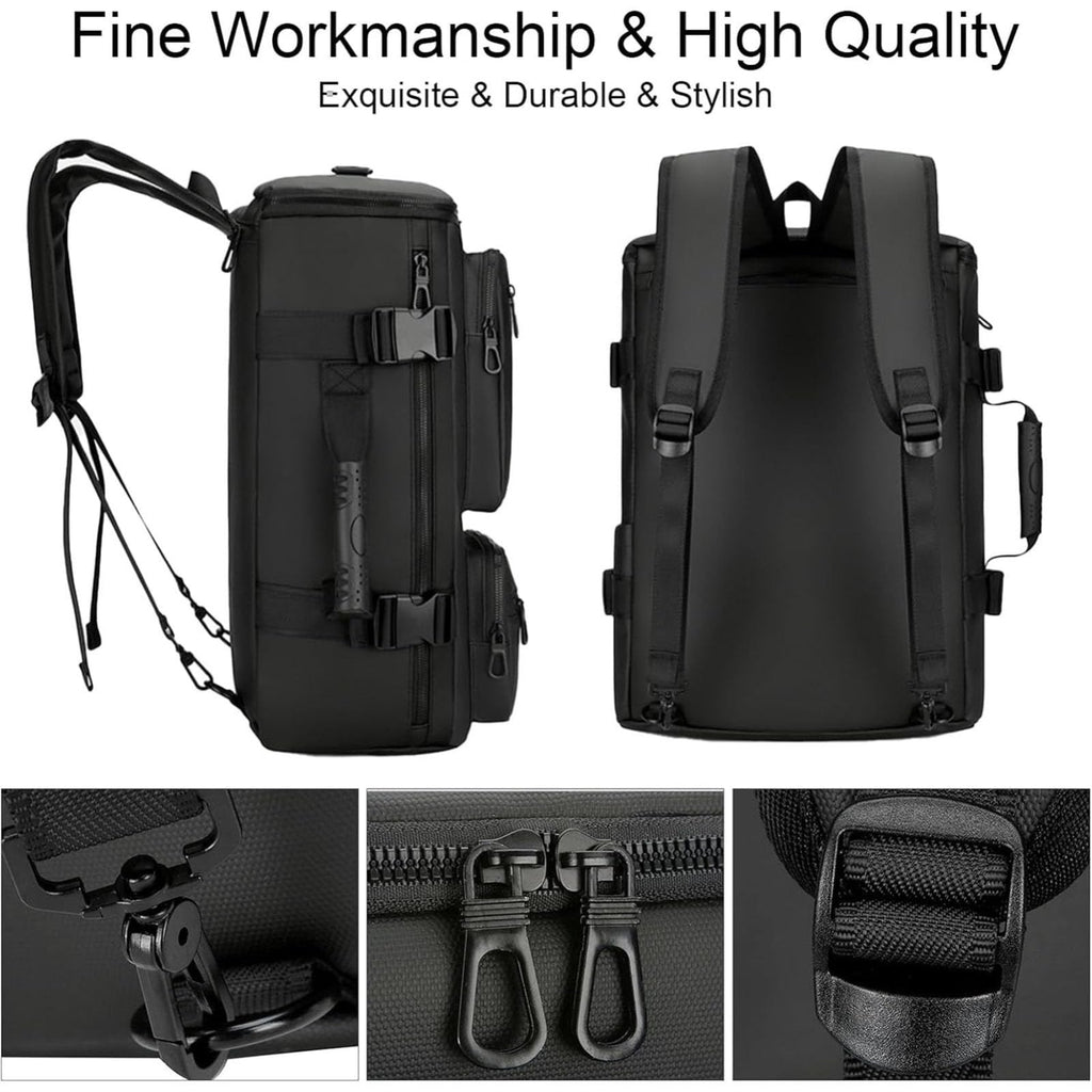 QICBYING Black Backpack - Tactical Backpack, Laptop Backpacks Travel Backpack Carry On Bag Convertible Large Backpack Waterproof Backpacks 17 - inch Business Rucksack for Men