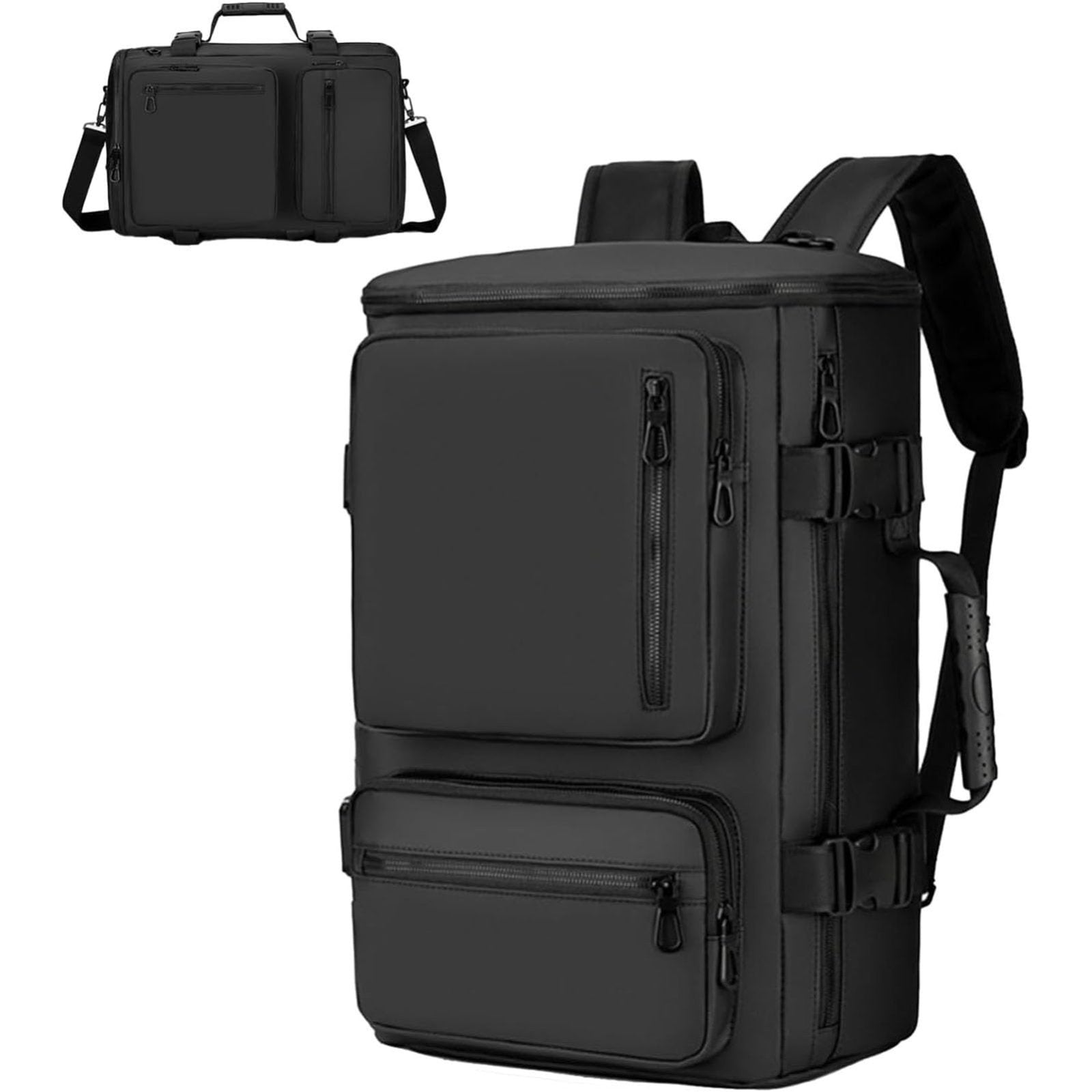 QICBYING Black Backpack - Tactical Backpack, Laptop Backpacks Travel Backpack Carry On Bag Convertible Large Backpack Waterproof Backpacks 17-inch Business Rucksack for Men