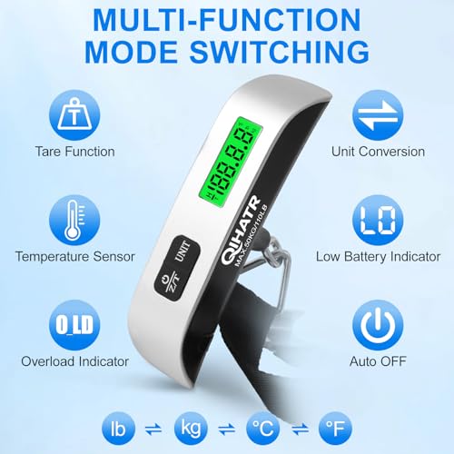 QIHATR Luggage Scale, 110lb Luggage Weight Scale for Travel,Backlit LCD