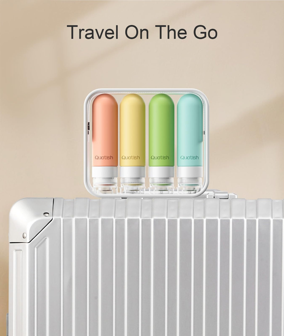 Quatish Travel Bottles for Toiletries, Original Patented Leak Proof Travel Size Containers, 3 oz Tsa Approved Silicone Shampoo and Conditioner Bottles, 4 Pack, Multi - Color