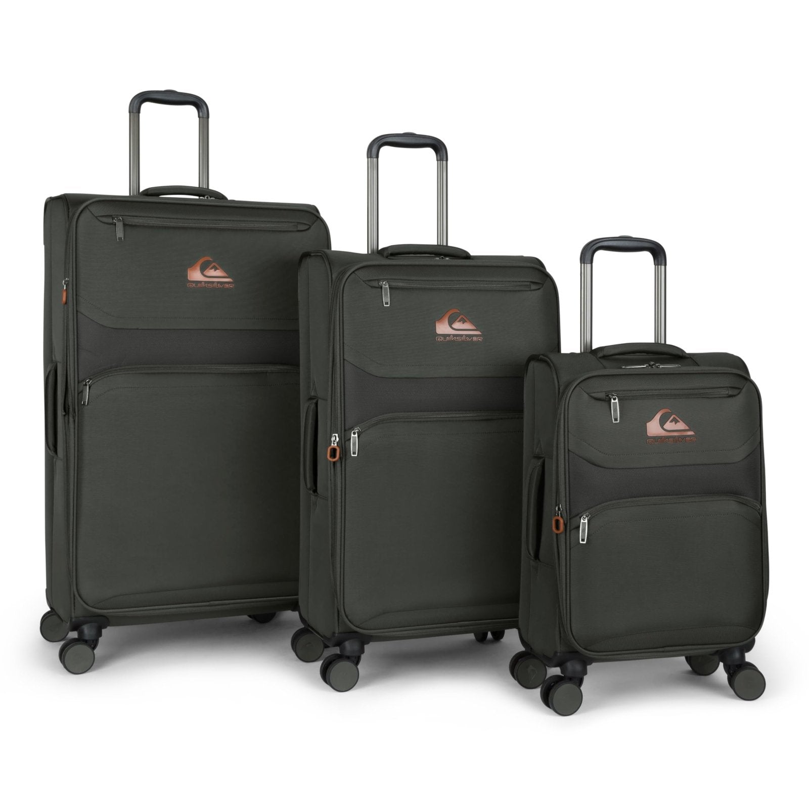 Quiksilver Buxton Suitcases Softside Expandable Luggage with Spinner Wheels, Large 3-Piece Set (20/26/30) (Charcoal)