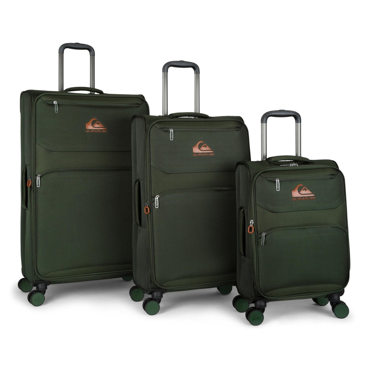 Quiksilver Buxton Suitcases Softside Expandable Luggage with Spinner Wheels, Large 3-Piece Set (20/26/30) (Green)
