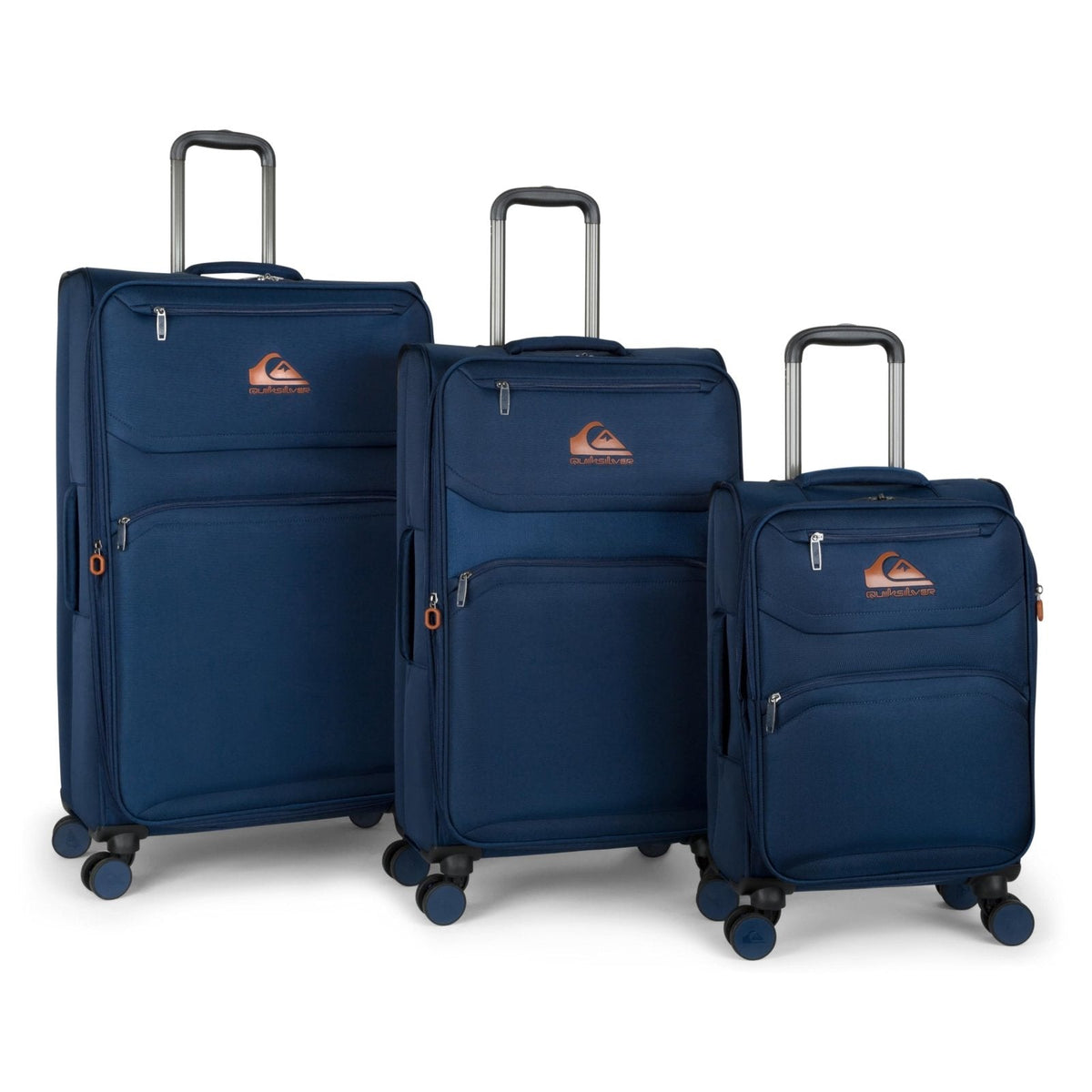 Quiksilver Buxton Suitcases Softside Expandable Luggage with Spinner Wheels, Large 3-Piece Set (20/26/30) (Navy)