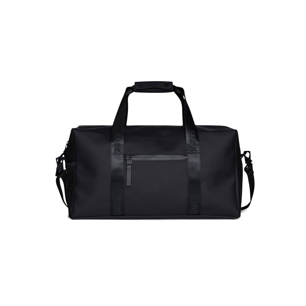 RAINS Trail Gym Bag - Black Waterproof Sports Duffel Bag for Men and Women with Shoulder Strap, Carry Handles and Mesh Pocket for Training or Travel - 2 Year Warranty