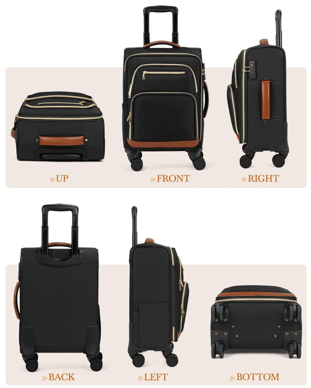 RAINSMORE Carry On Luggage 22x14x9 Airline Approved, 20 Inch Softside Suitcases with Wheels, 3 Piece Luggage Sets, Rolling Carry On Suitcase with TSA Lock for Travel Weekender
