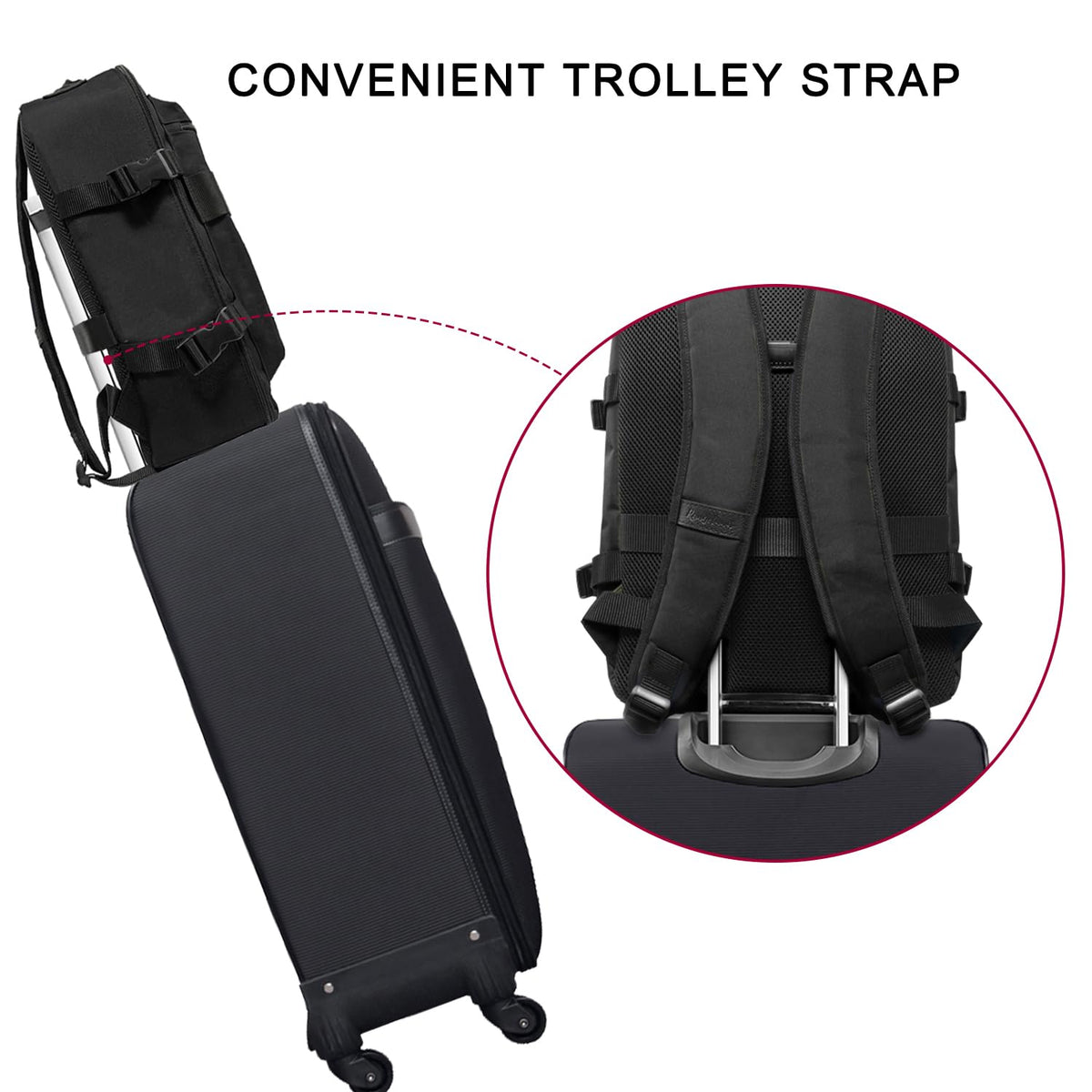 Rangeland Lightweight Travel Backpack Hiking Daypack Laptop Bookbag, 17L Carry - on Personal Item Weekender Overnight Bag Unisex, All Black
