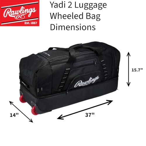 Rawlings | YADI2 Luggage Wheeled Equipment Bag | Baseball/Softball | Black