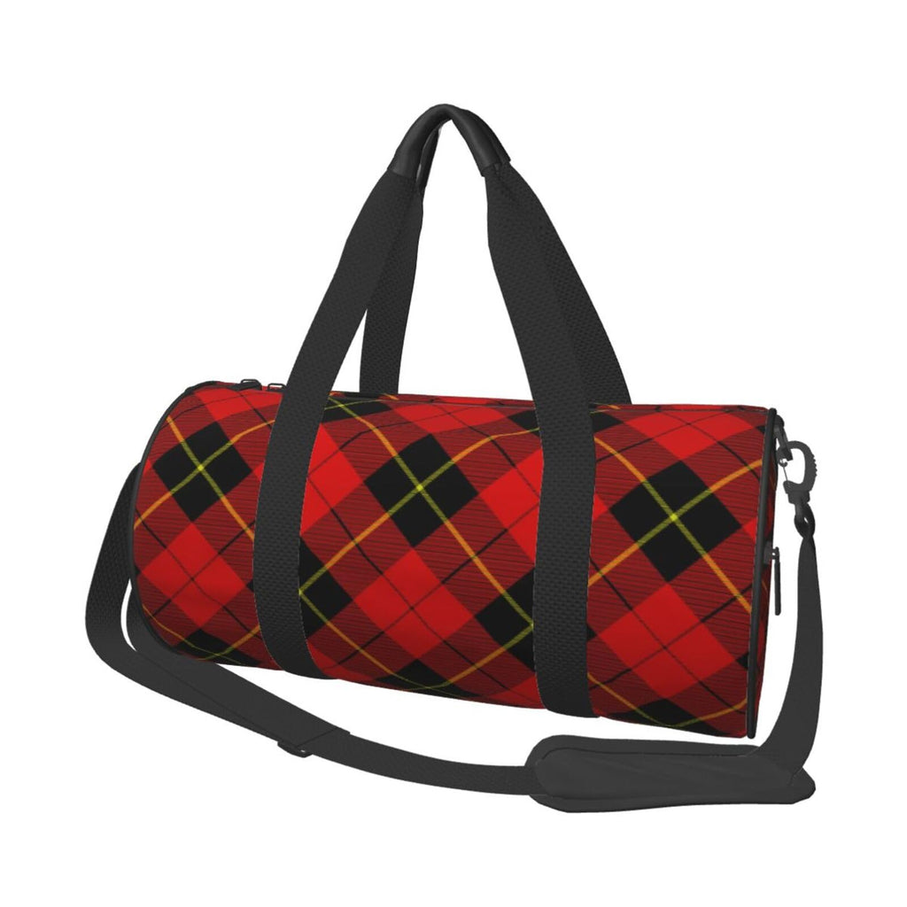 Red Black Plaid Speck Foldable Travel Duffel Bag Large Packable Travel Bag for Men Women
