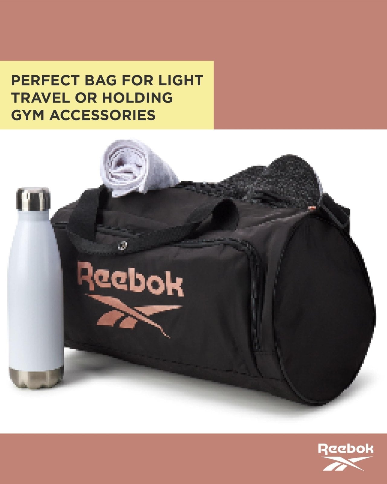 Reebok Duffle Bag - Carry On Gym Bag for Workout With Adjustable Shoulder Strap - Compact Travel Bags for Women and Men, Easton Black