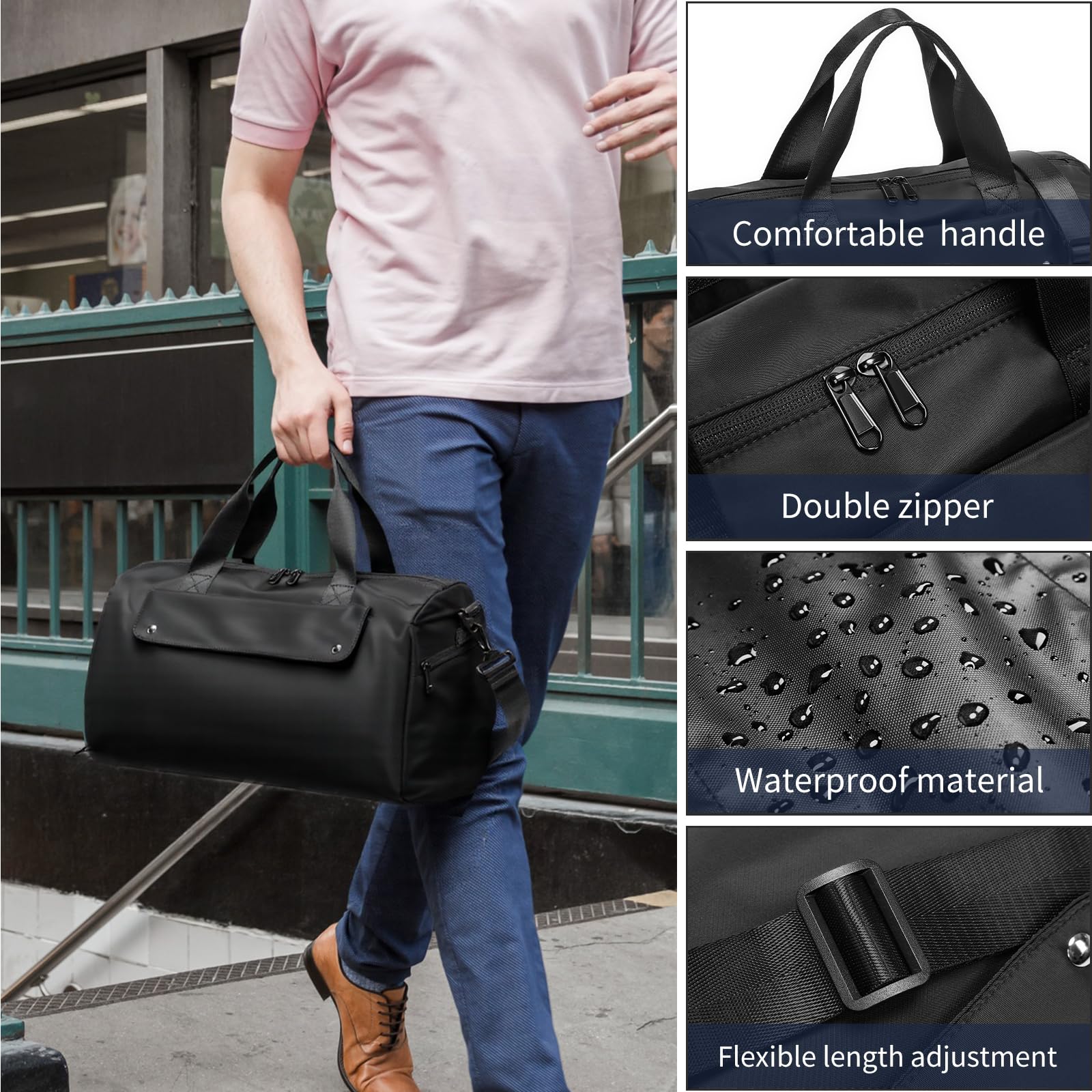 reeYee 16L Lightweight Travel Duffel Bag with Shoe Compartment, 840D Cordura Water - Resistant Gym Bag for Men & Women, Weekender Overnight Bag with Luggage Strap, Small Carry - on for 1 - 2 Days Trip