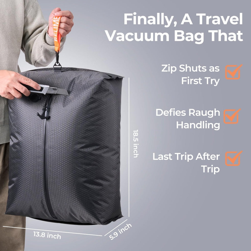 Relime Classic Series Vacuum Bags for Travel Luggage with Wireless Pump, Compression Bags for Carry On Suitcases and Backpack, Vacuum Seal Packing cube for Cloth Packing (2PC + PUMP Gray & Lavender)