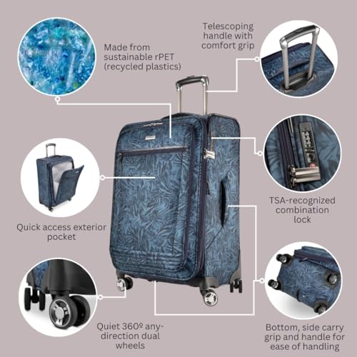 Ricardo Beverly Hills Avalon Softside 3-Piece Luggage Set Made with Sustainable 100% rPET, Lightweight, Eco-Friendly Travel, Expandable, Dual Spinner Wheels, Serengeti Night