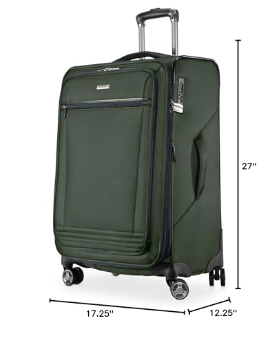 Ricardo Beverly Hills Avalon Softside Medium Check - In Luggage Made with Sustainable 100% Recycled PET (rPET), Lightweight, Eco - Friendly Travel, Expandable, Dual Spinner Wheels, Juniper Green, 24 - inch