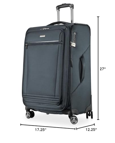 Ricardo Beverly Hills Avalon Softside Medium Check - In Luggage Made with Sustainable 100% Recycled PET (rPET), Lightweight, Eco - Friendly Travel, Expandable, Dual Spinner Wheels, Storm Blue, 24 - inch