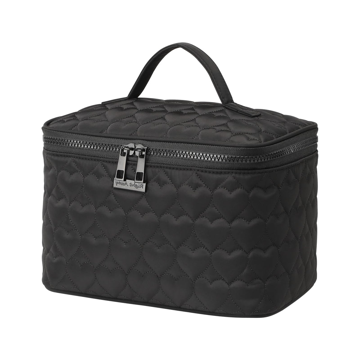 RIGHT AWAY Makeup Bag,Large Cosmetic Bags for Women Girls, Quilted Train Case Make Up Bag with Handle,Travel Makeup Case Organizer,Cute Toiletry Bag Vanity Bag (Black)
