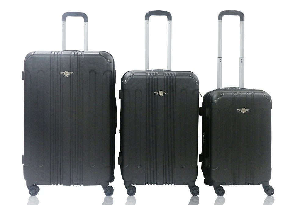 Rivolite New 3 Piece Spinner DOUBLE Wheels Travel Luggage Sets, SIZE 20''26''29'' (Black)