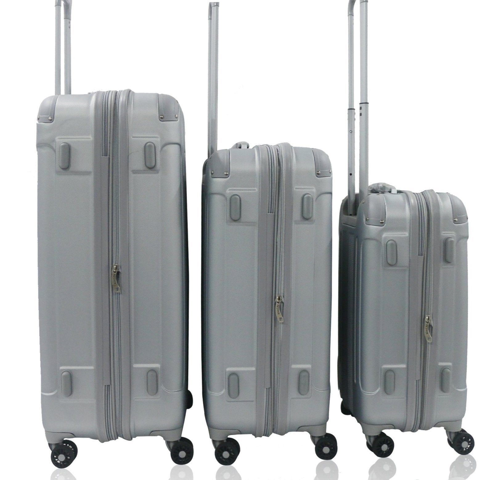 Rivolite New 3 Piece Spinner DOUBLE Wheels Travel Luggage Sets, SIZE 20''26''29'' (Silver)