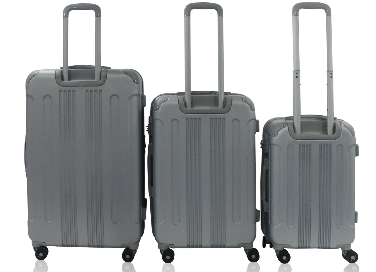 Rivolite New 3 Piece Spinner DOUBLE Wheels Travel Luggage Sets, SIZE 20''26''29'' (Silver)