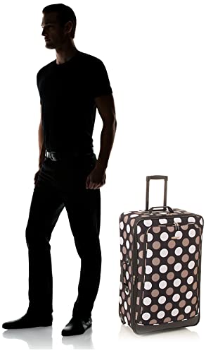 Rockland Escape 4 - Piece Softside Upright Luggage Set, Telescoping Handles, Black Dot, (14/19/24/28)