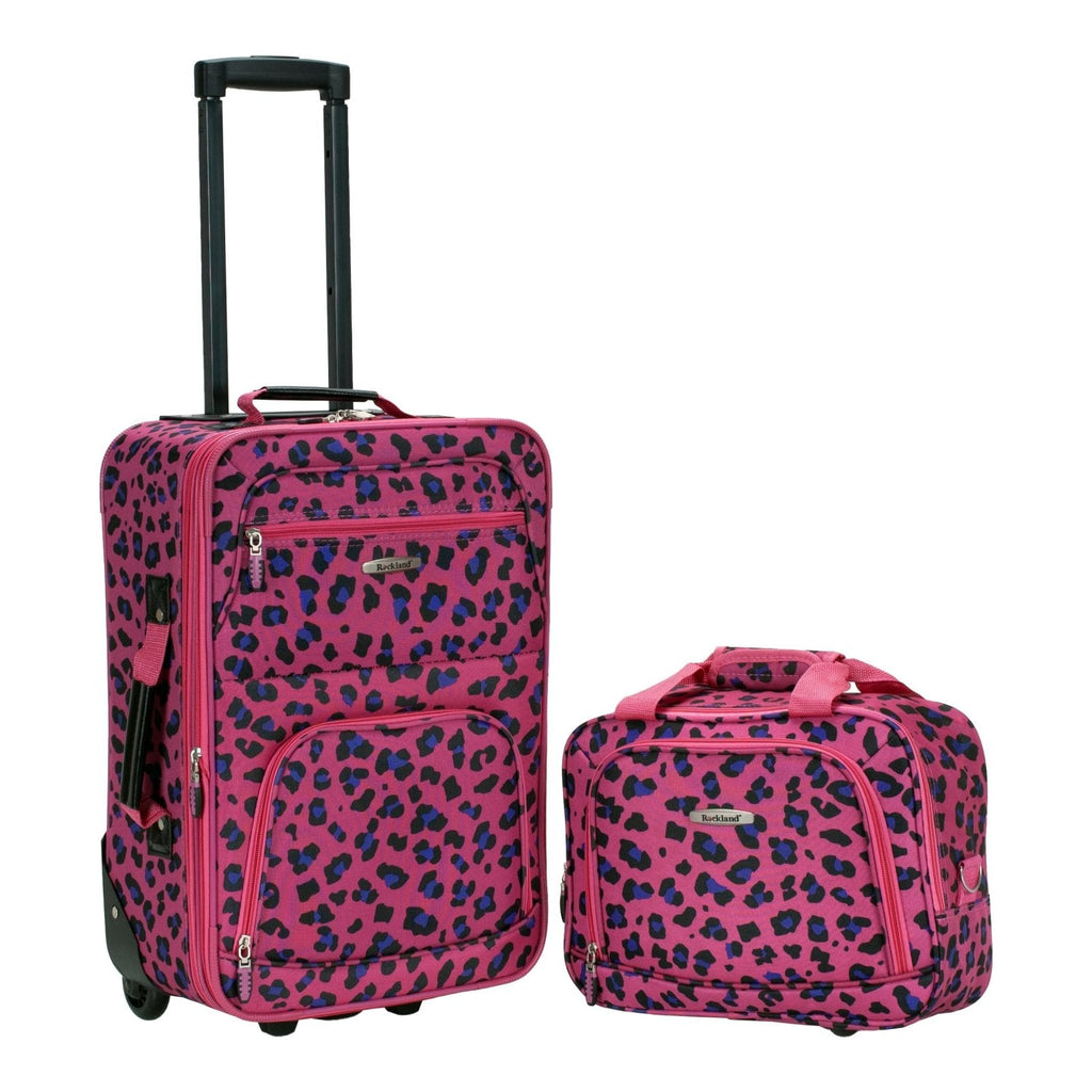 Rockland Fashion Softside Upright Luggage Set, Magenta Leopard, 2-Piece (14/19)