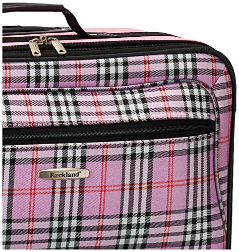 Rockland Fashion Softside Upright Luggage Set, Telescoping Handles, Pink Cross, 4 - Piece (14/19/24/28)