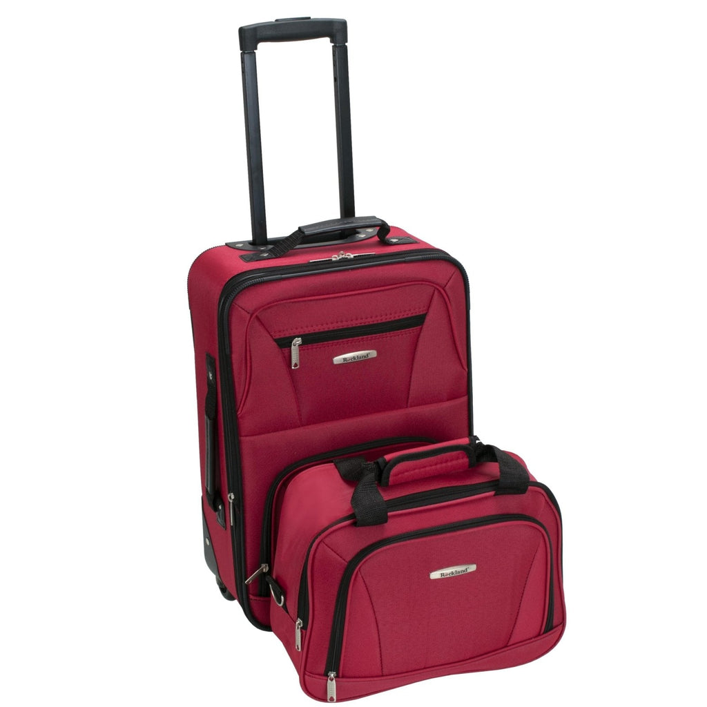Rockland Fashion Softside Upright Luggage Set,Expandable, Red, 2-Piece (14/19)