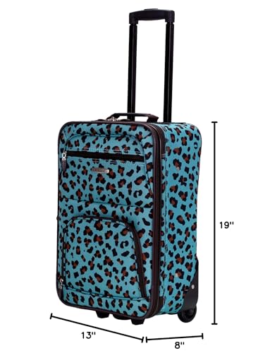 Rockland Fashion Softside Upright Luggage Set,Expandable,Telescopic Handle,Wheel, Blue Leopard, 2 - Piece (14/19)