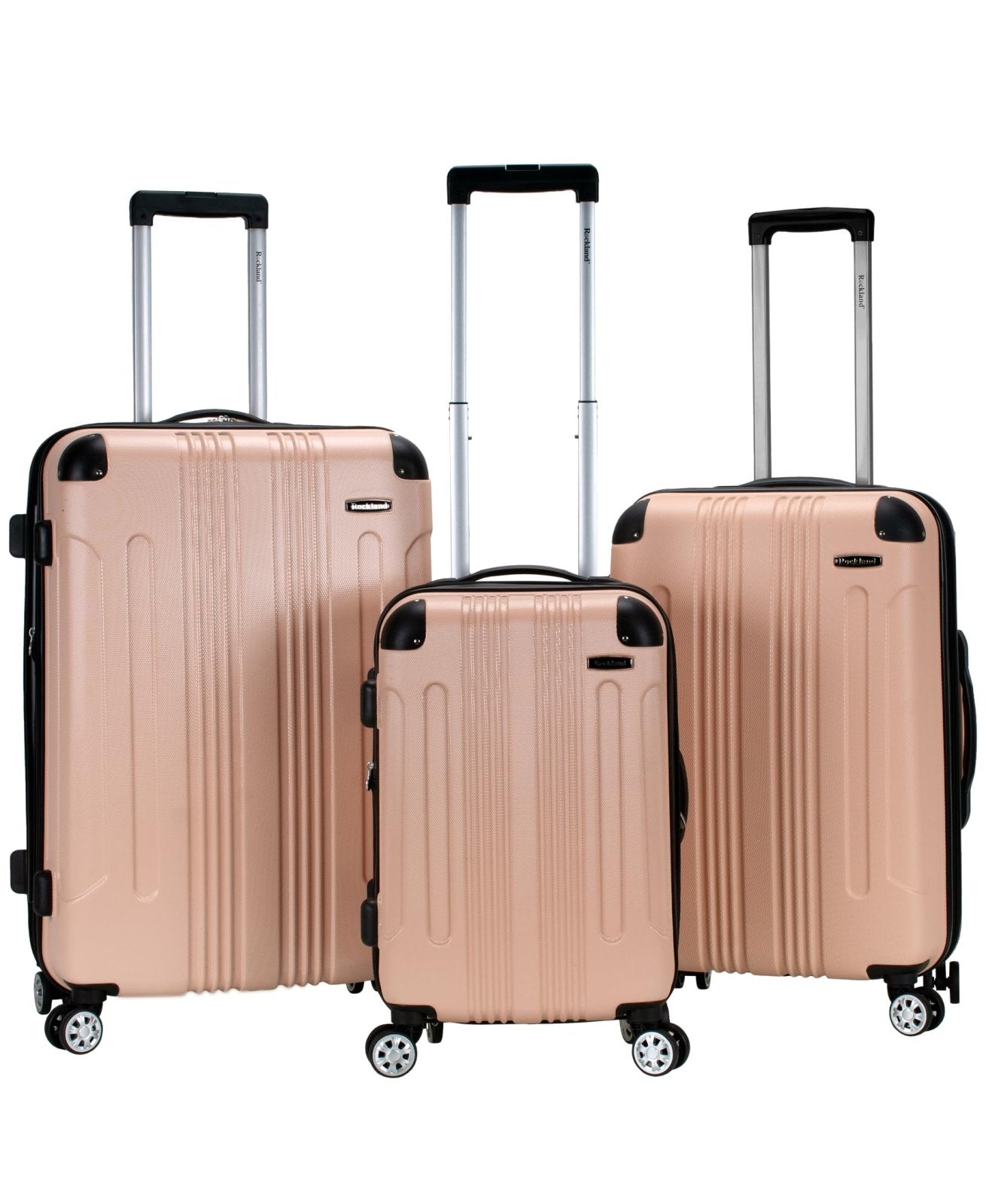 Rockland London Hardside Spinner Wheel Luggage, Champagne, 3-Piece Set (20/24/28)