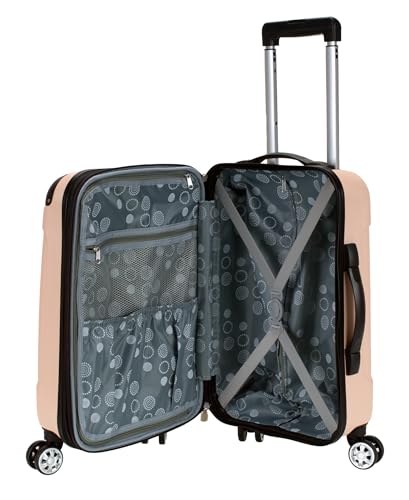 Rockland London Hardside Spinner Wheel Luggage, Champagne, 3 - Piece Set (20/24/28)
