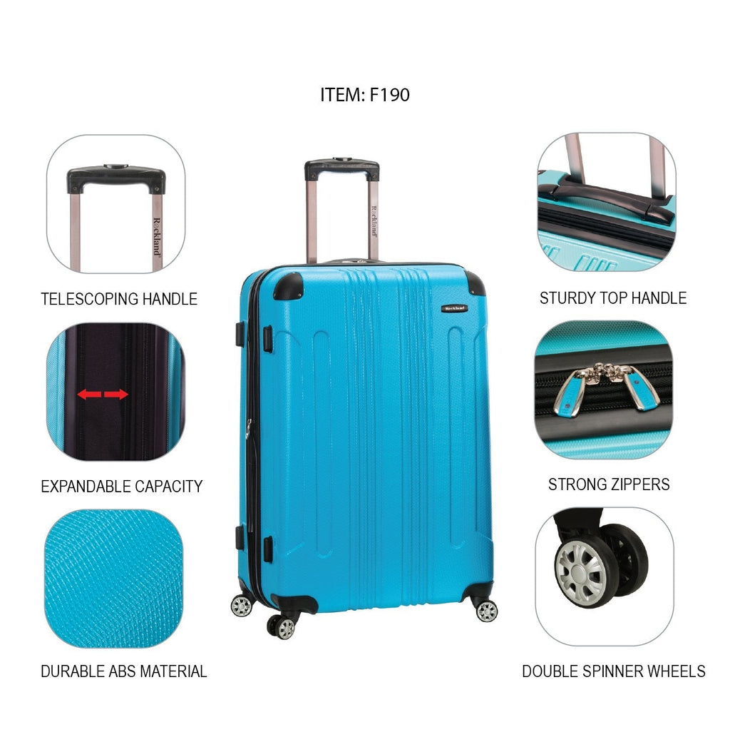 Rockland London Hardside Spinner Wheel Luggage, White, 3 - Piece Set (20/24/28)