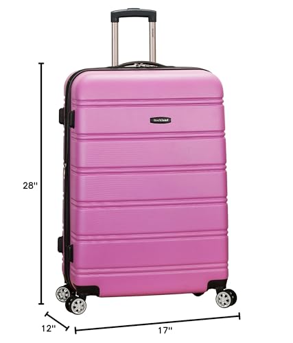 Rockland Melbourne Hardside Expandable Spinner Wheel Luggage, Pink, Checked Large 28"