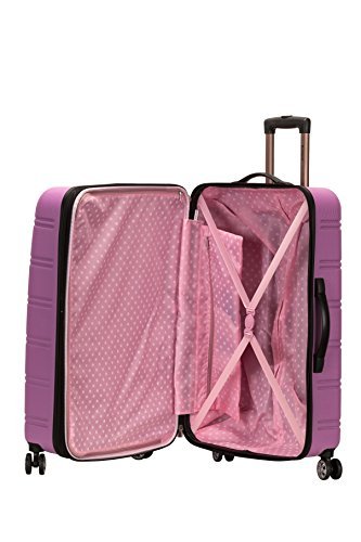 Rockland Melbourne Hardside Expandable Spinner Wheel Luggage, Pink, Checked Large 28"
