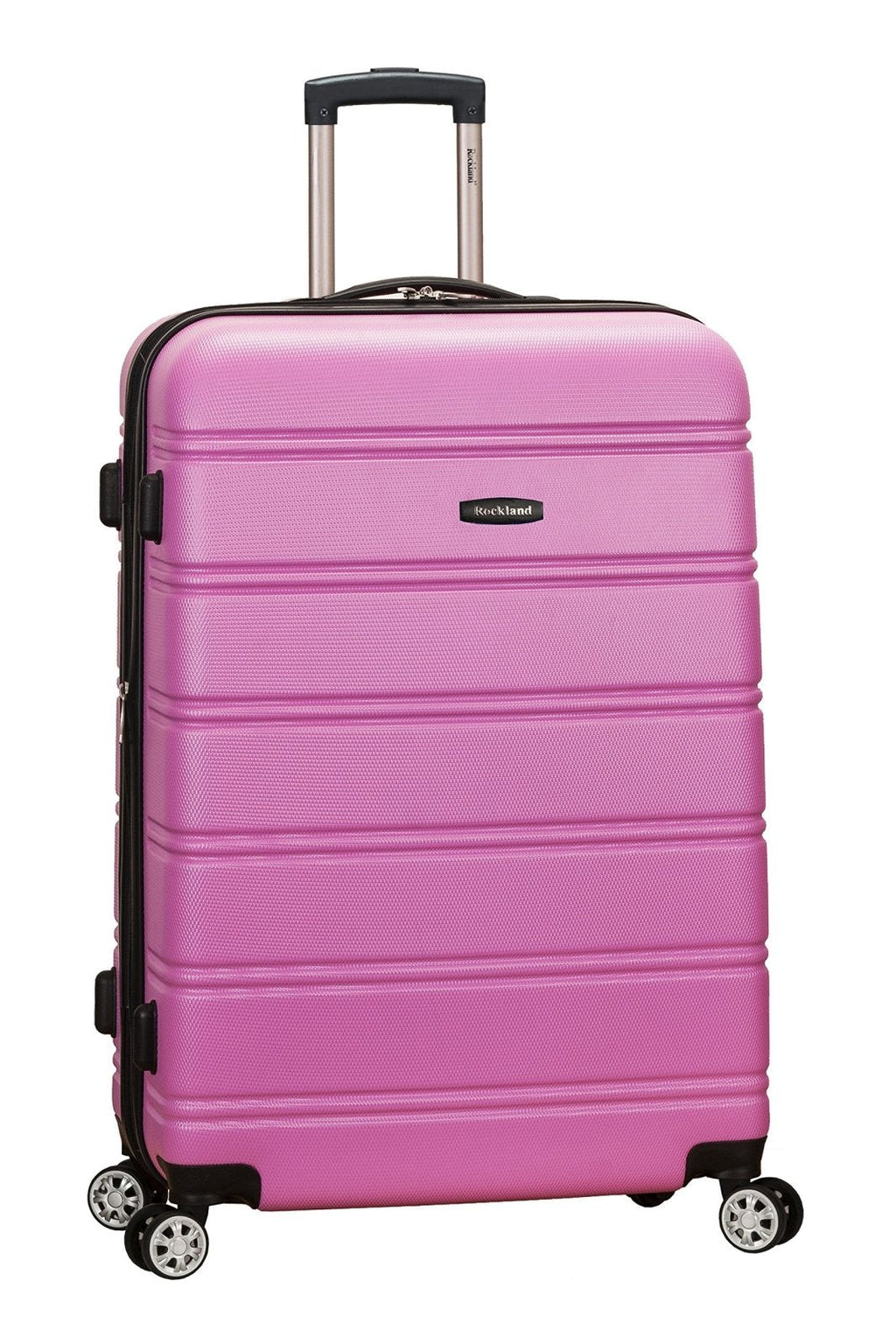 Rockland Melbourne Hardside Expandable Spinner Wheel Luggage, Pink, Checked Large 28"
