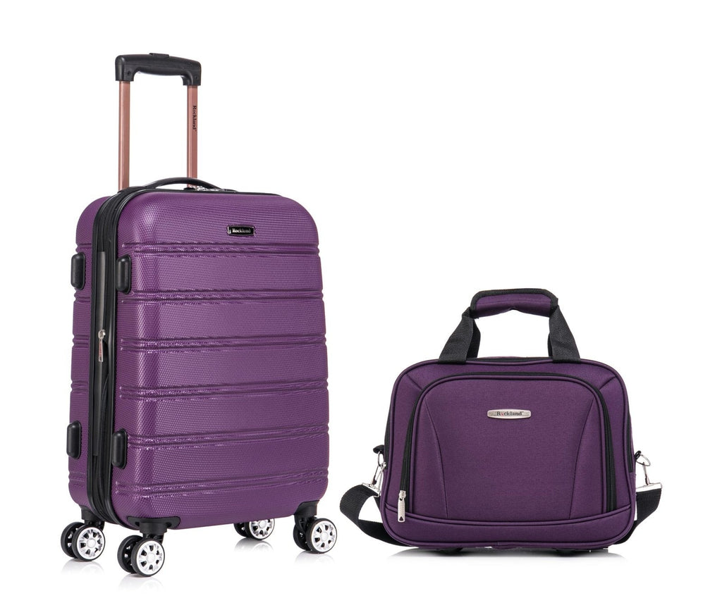 Rockland Melbourne Hardside Expandable Spinner Wheel Luggage Set, Purple, Carry-On 20-Inch and Tote 14-Inch