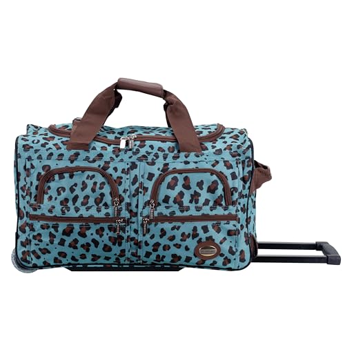 Rockland Rolling Duffel Bag, BLUELEOPARD, 22"
