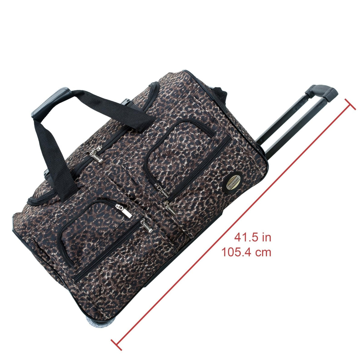 Rockland Rolling Duffel Bag, Brown Leopard, 100% polyester, 22 - Inch