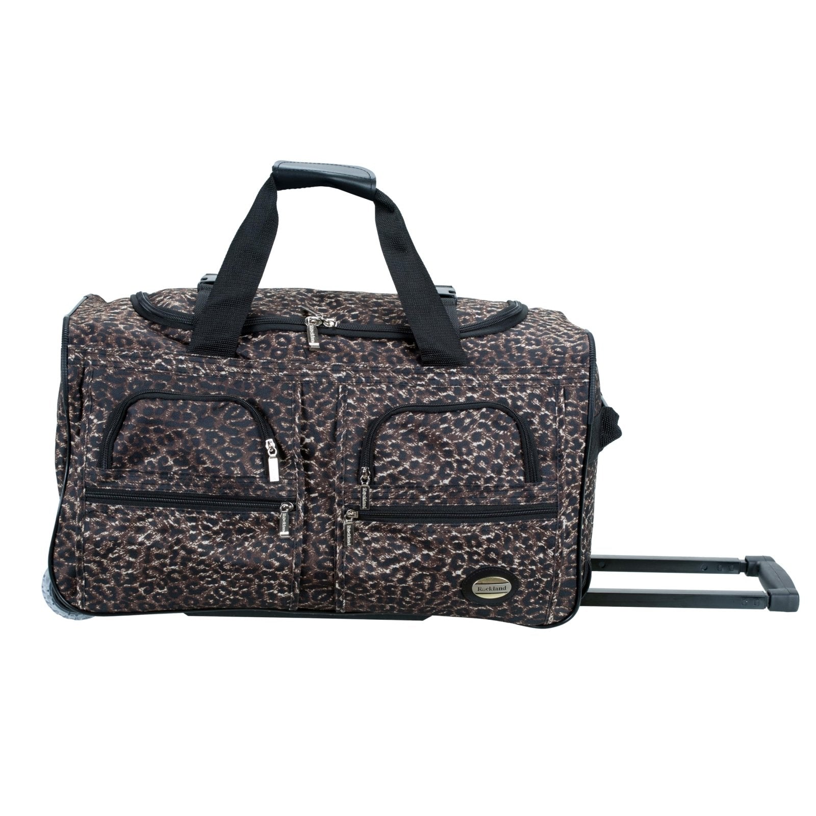 Rockland Rolling Duffel Bag, Brown Leopard, 100% polyester, 22-Inch