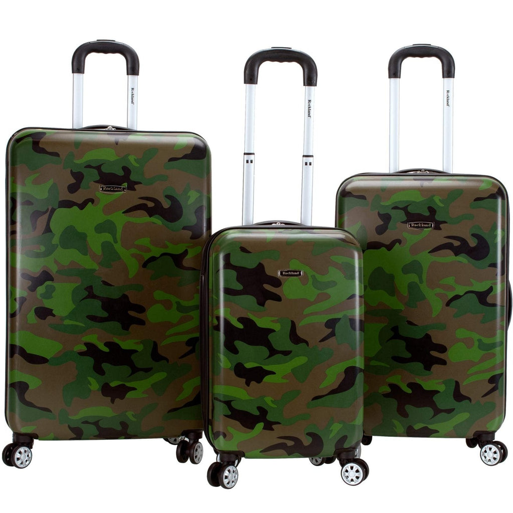 Rockland Safari Hardside Spinner Wheel Luggage, CAMO, 3 Piece (20"/24"/28")