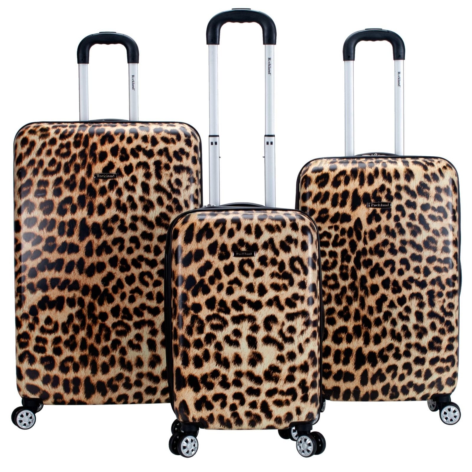Rockland Safari Hardside Spinner Wheel Luggage, Leopard, 3 Piece (20"/24"/28")