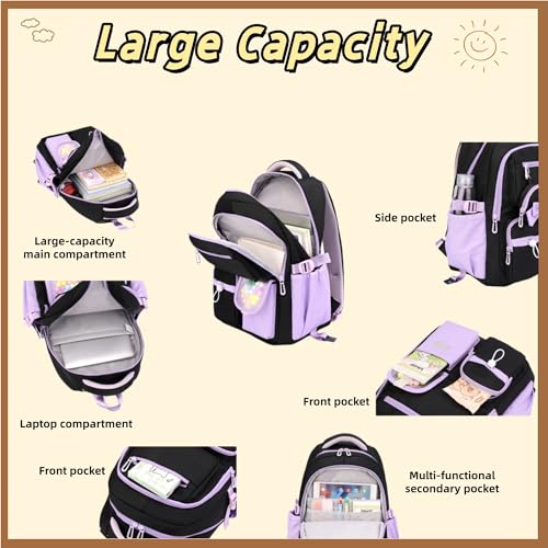 Rolling Backpack for Girls 3PCS Kids Backpack Set Cute Trolley Bags for Elementary Middle High School Wheeled Bookbags