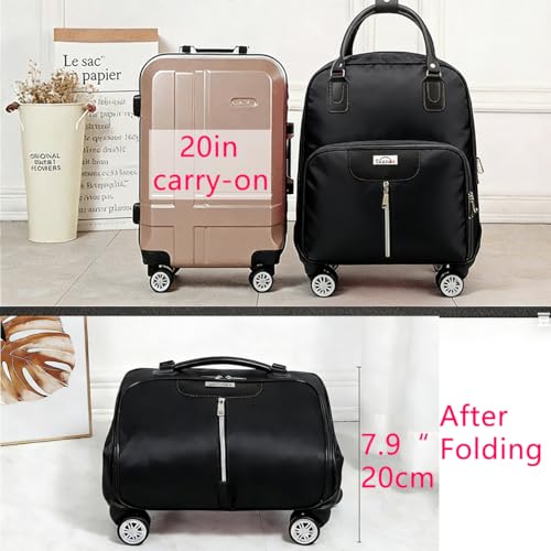 Rolling Laptop Bag, Black Business Travel Trolley Luggage with 360° Spinner Wheels, Carry - On Wheeled Computer Tote