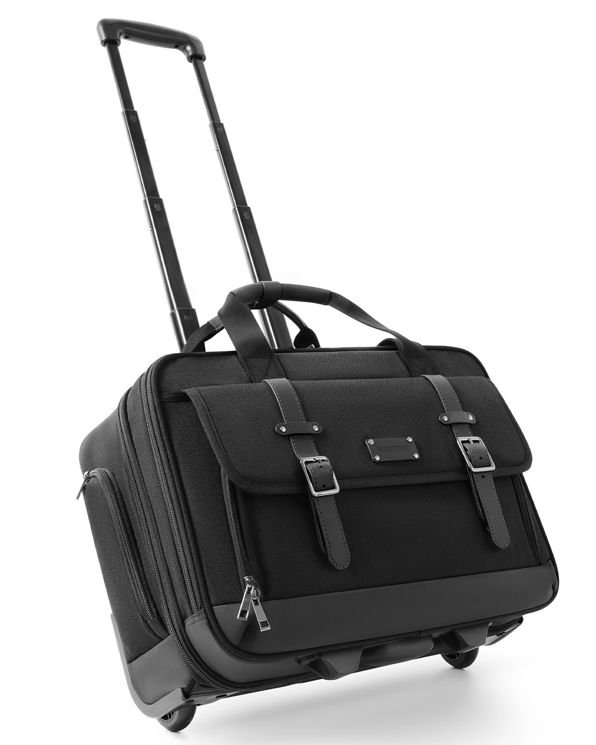 Rolling Laptop Bag, Briefcase for Men and Women, 16 Inch Computer Bag with Wheels Underseat Carry on Luggage, Laptop Briefcase Case for Work, Travel, College Teacher, Mobile Office Bag, Black