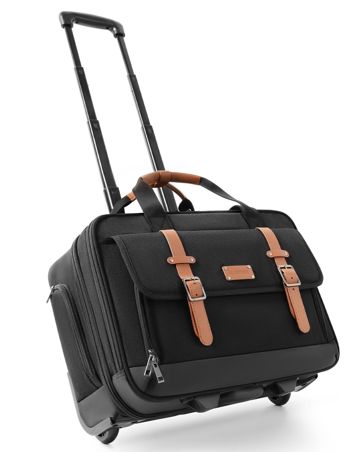 Rolling Laptop Bag, Briefcase for Men and Women, 16 Inch Computer Bag with Wheels Underseat Carry on Luggage, Laptop Briefcase Case for Work, Travel, College Teacher, Mobile Office Bag, Brown