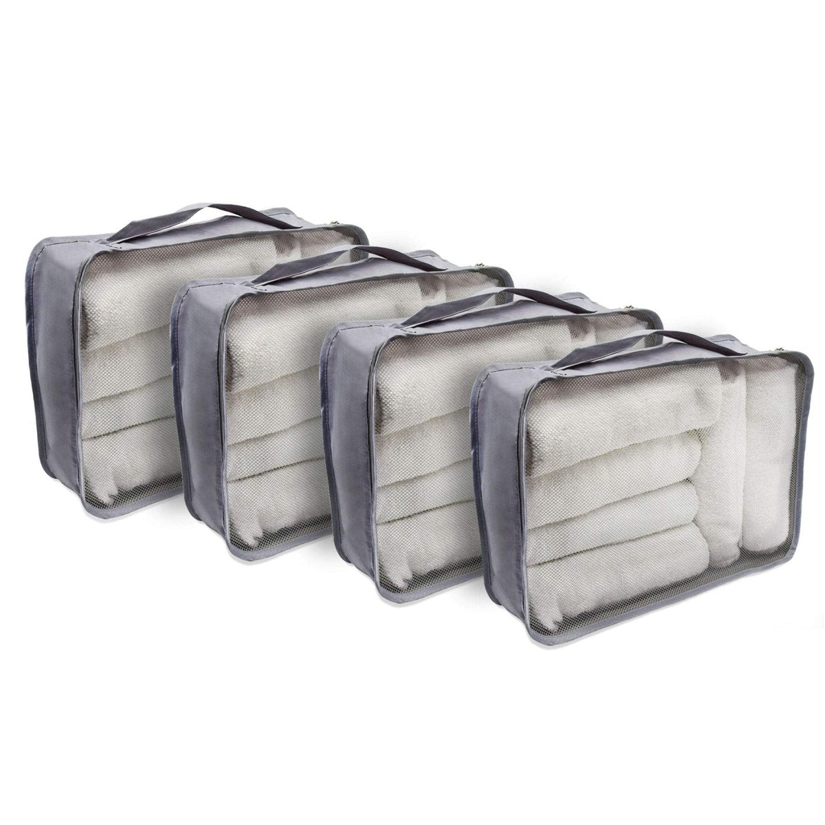 Rolling Nomad 4 Set Large Packing Cubes for Suitcases, Travel, Camping, Grey