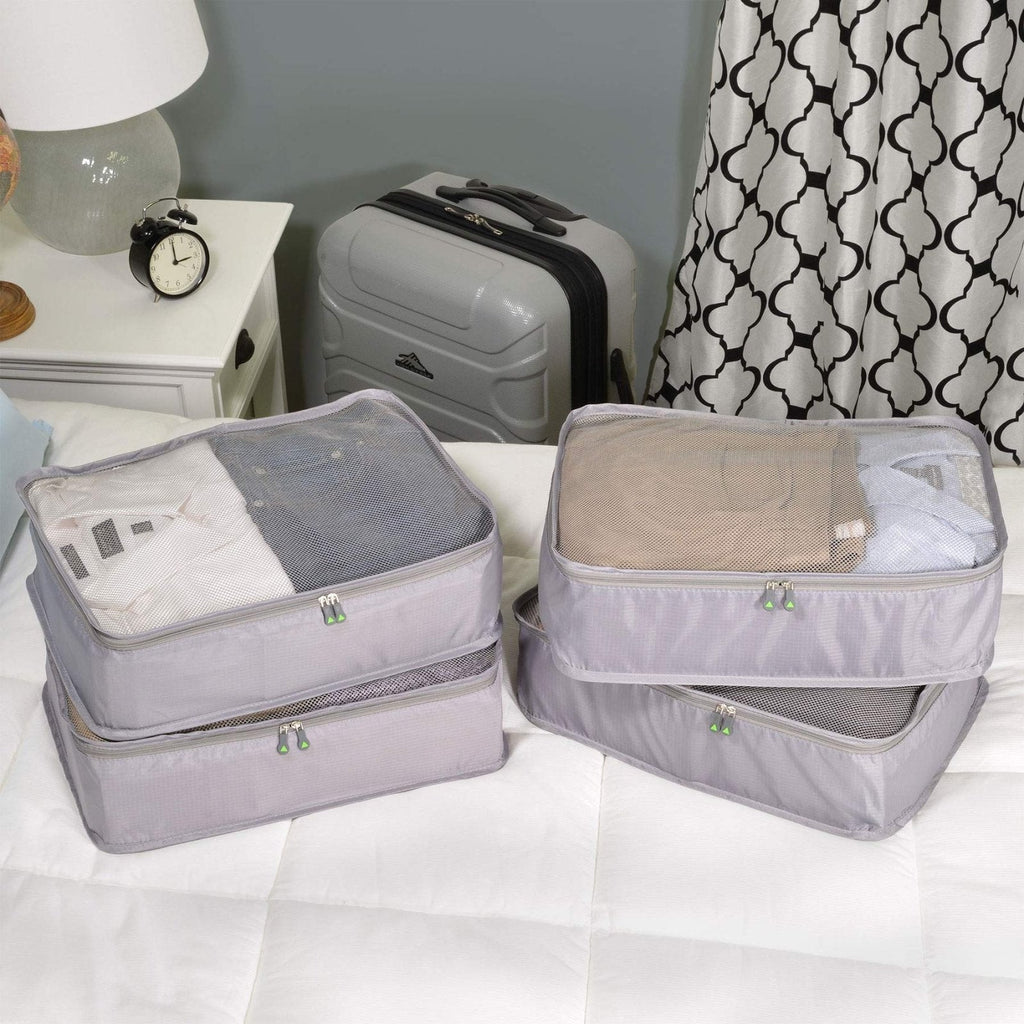 Rolling Nomad 4 Set Large Packing Cubes for Suitcases, Travel, Camping, Grey